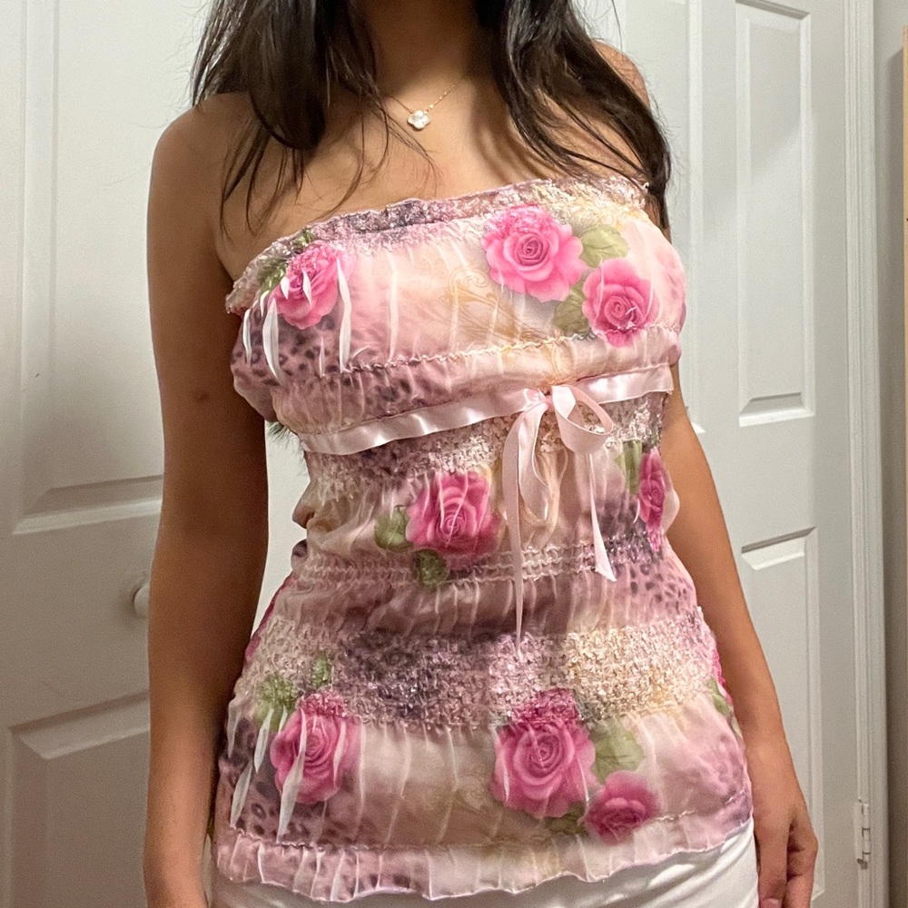 Y2K floral tube top